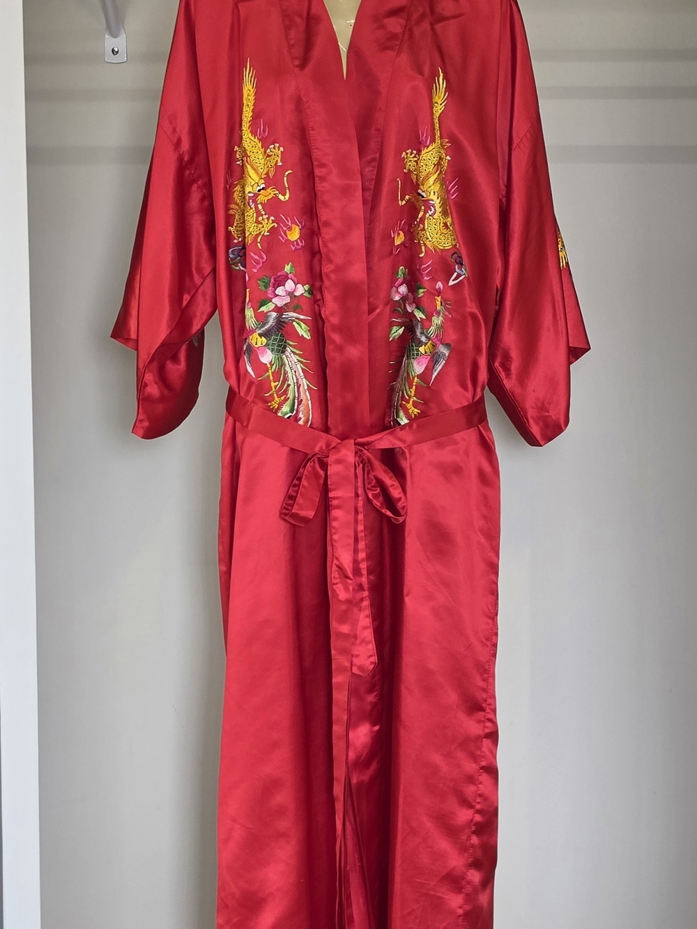 RARE VINTAGE GOLDEN BEE 100% SILK KIMONO ROBE - IMPERIAL DRAGON & PHOENIX - XL